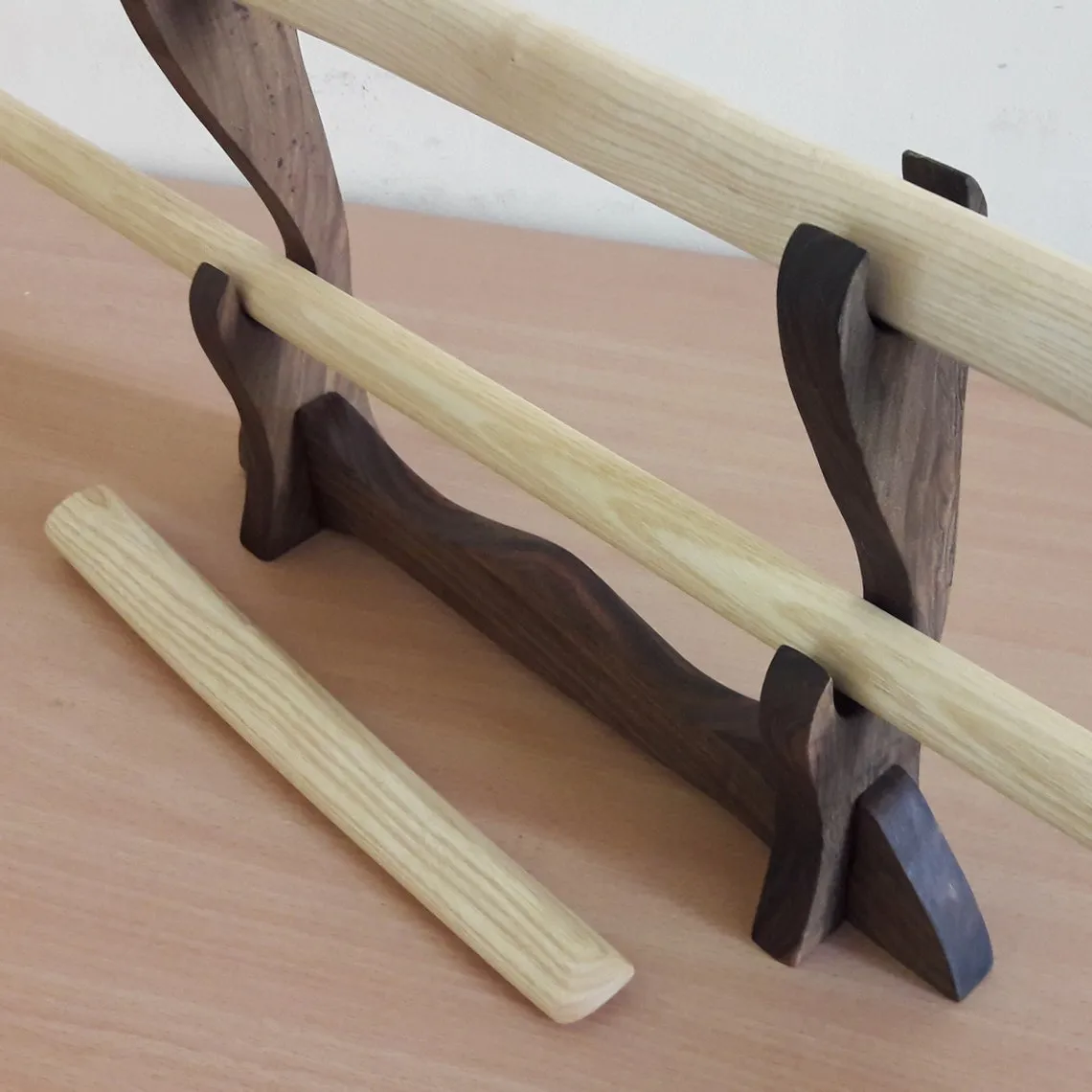 A set of wooden weapons for aikido - Bokken Bokuto 102 cm (40.1"), jo 128 cm (50.4"), tanto - European Ash