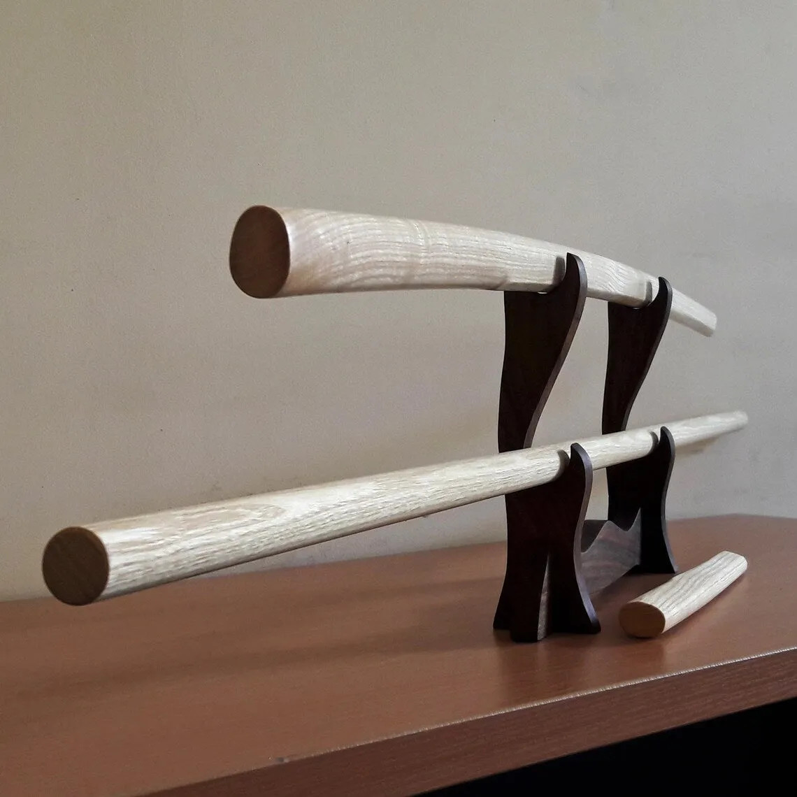 A set of wooden weapons for aikido - Bokken Bokuto 102 cm (40.1"), jo 128 cm (50.4"), tanto - European Ash