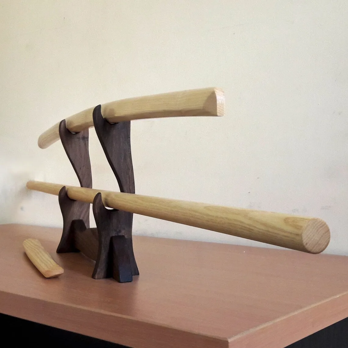 A set of wooden weapons for aikido - Bokken Bokuto 102 cm (40.1"), jo 128 cm (50.4"), tanto - European Ash