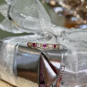 Alternating Ruby and Diamond Band