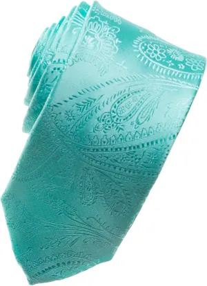 Aqua Paisley Tone on Tone Necktie