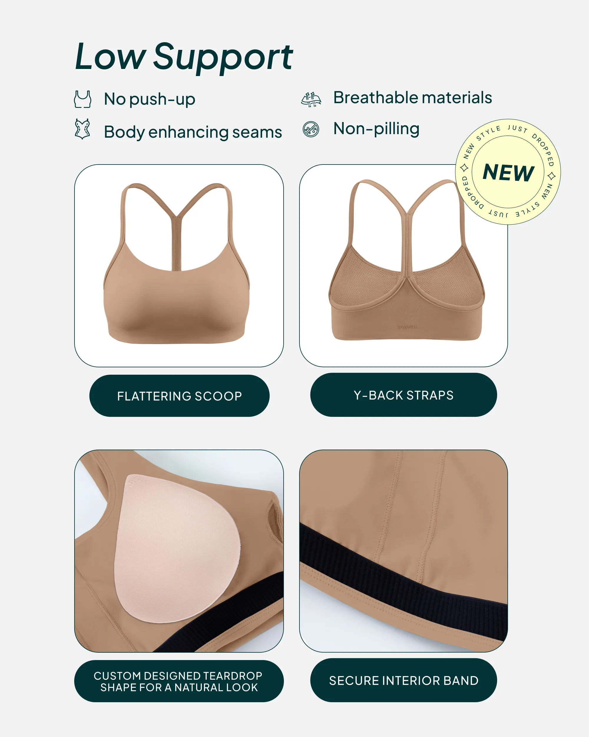 Athleisure Y-Back Low-Support Sports Bra