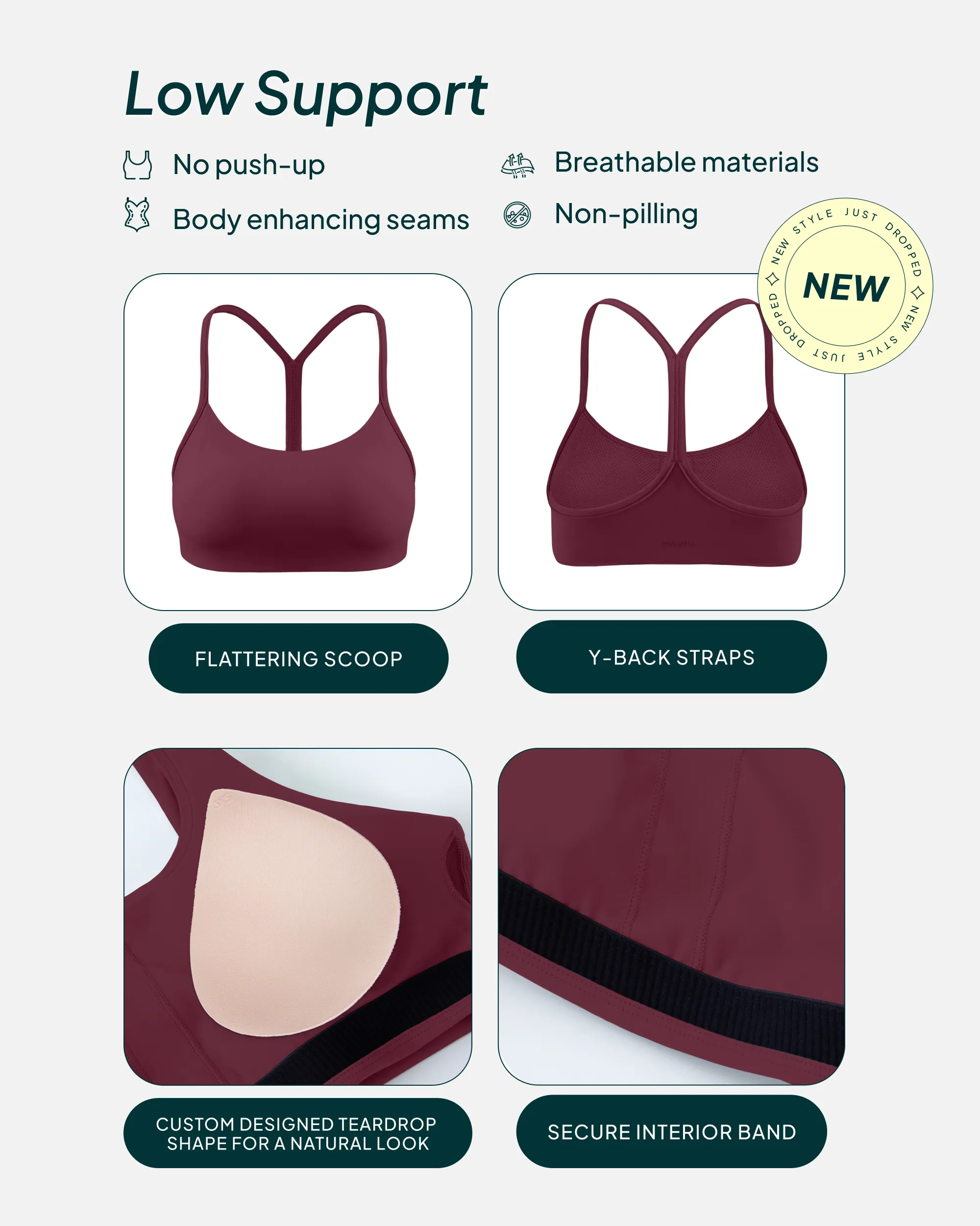 Athleisure Y-Back Low-Support Sports Bra