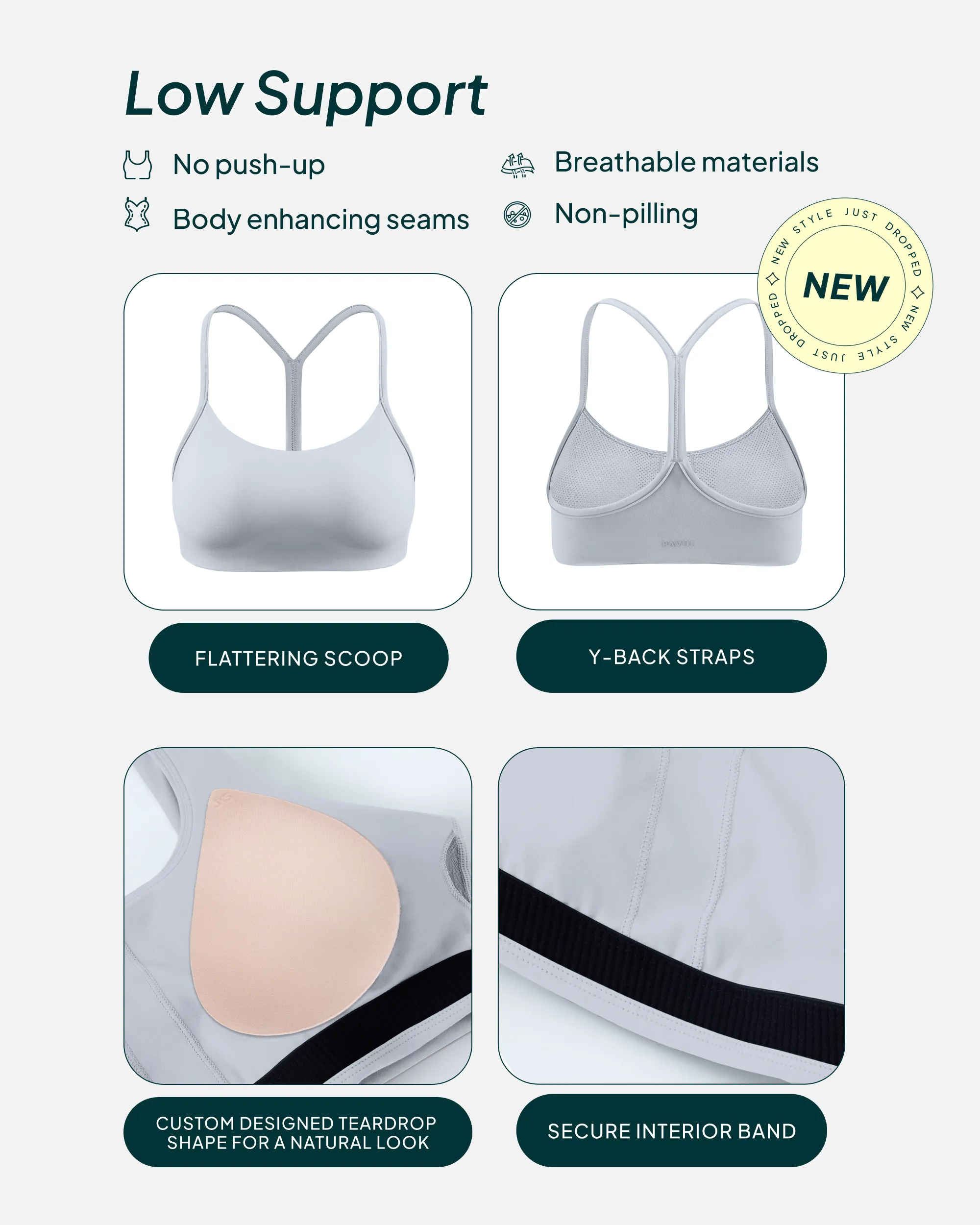 Athleisure Y-Back Low-Support Sports Bra