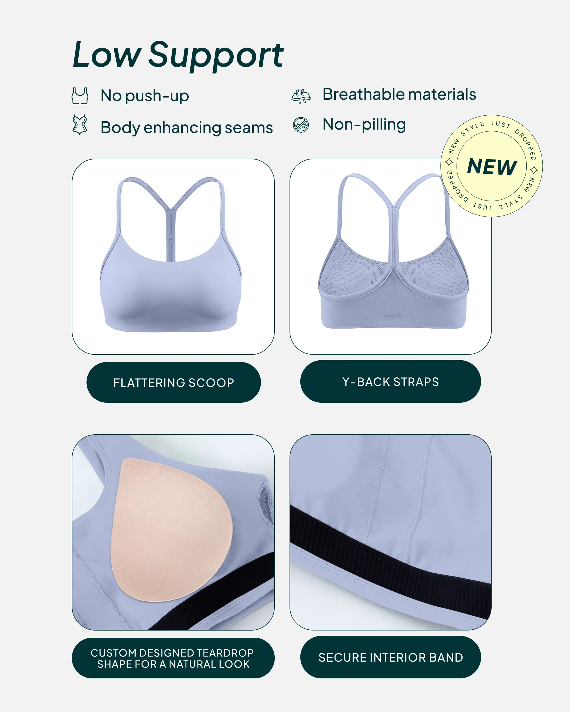 Athleisure Y-Back Low-Support Sports Bra