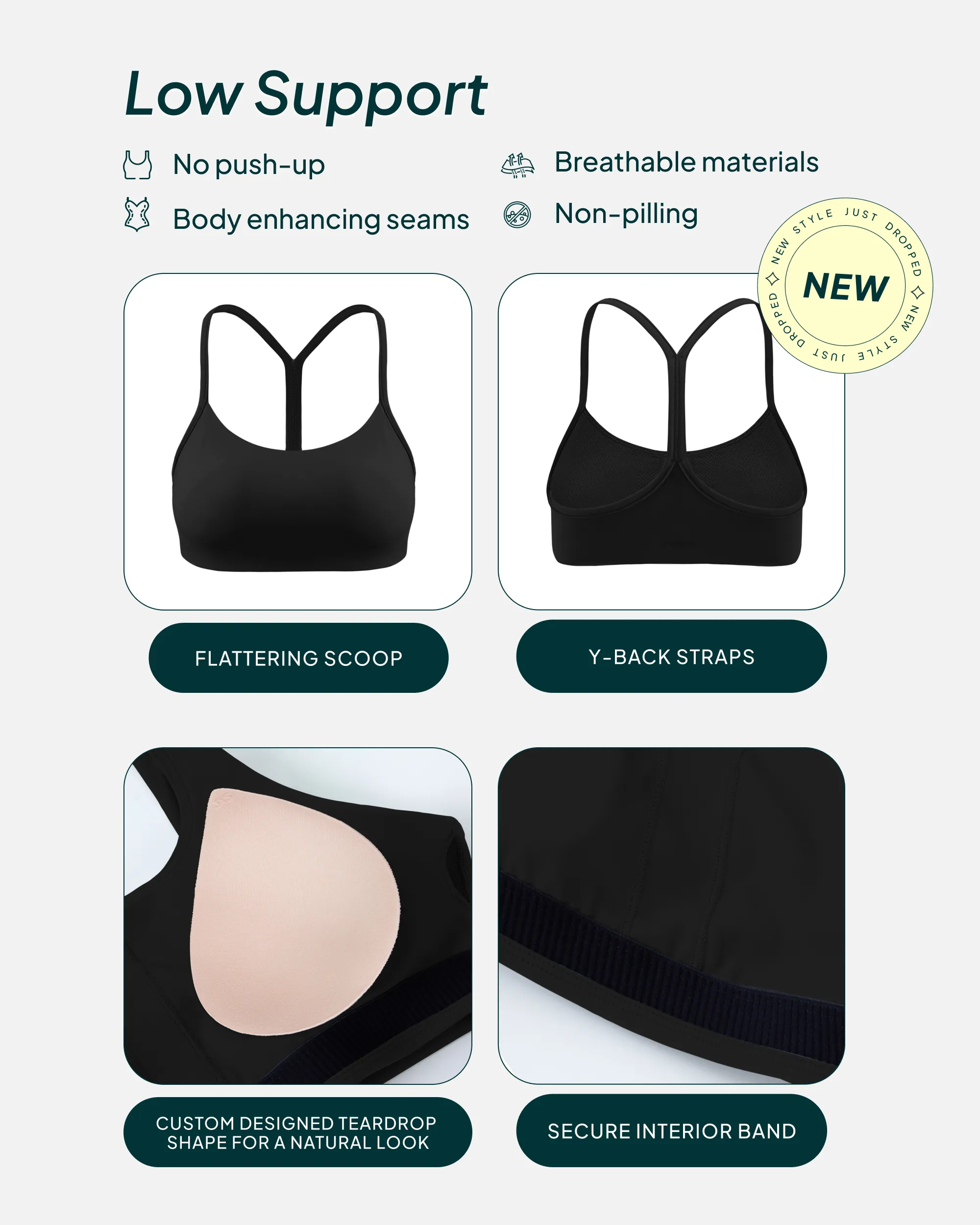 Athleisure Y-Back Low-Support Sports Bra