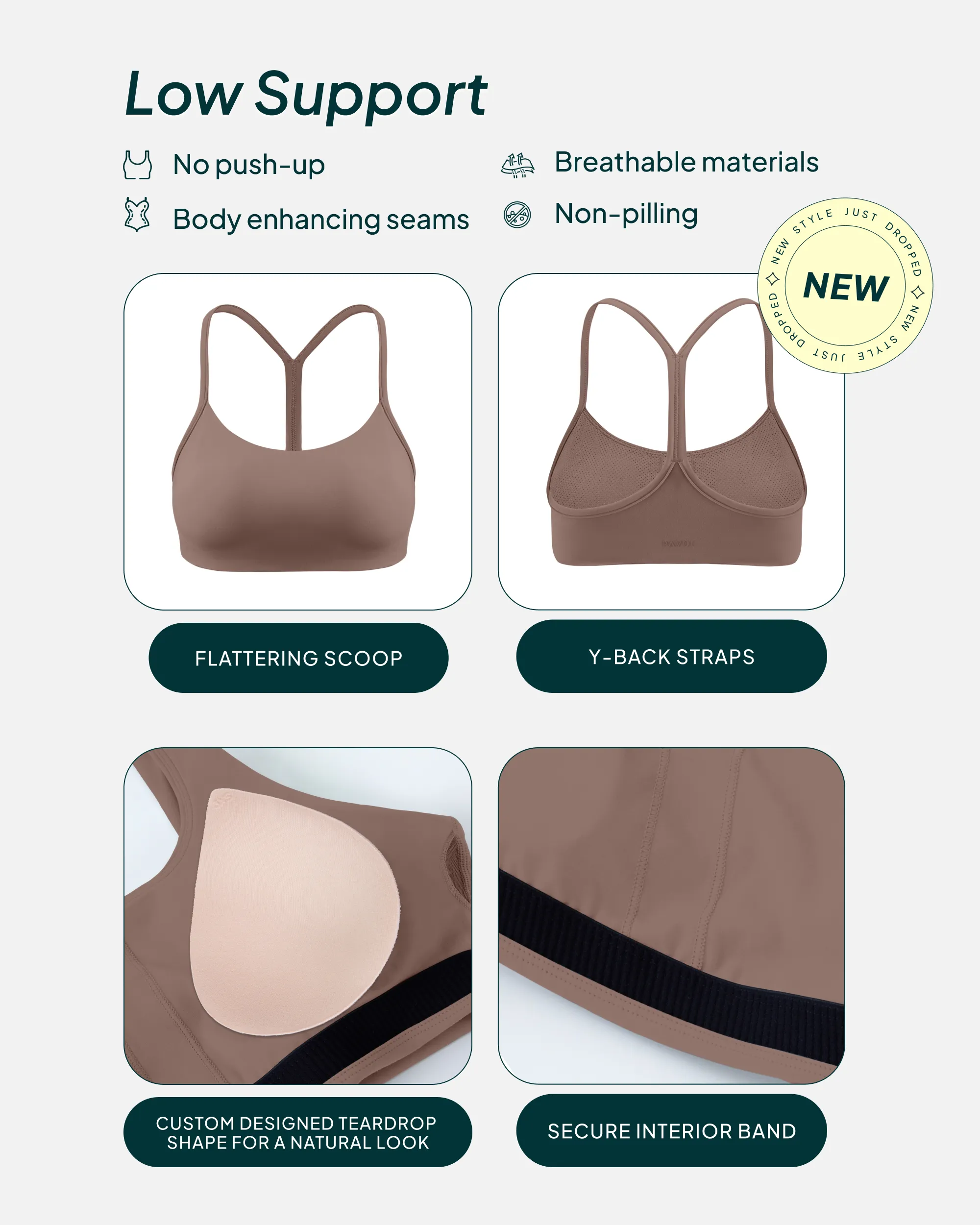 Athleisure Y-Back Low-Support Sports Bra