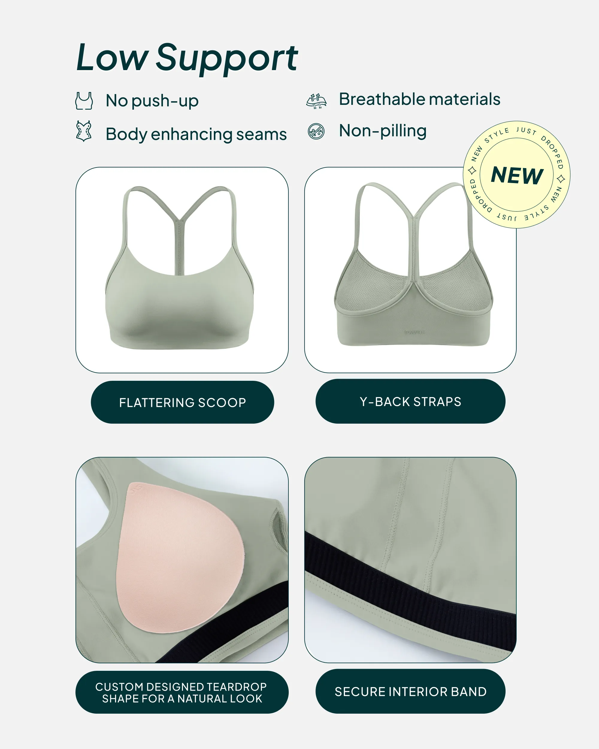 Athleisure Y-Back Low-Support Sports Bra