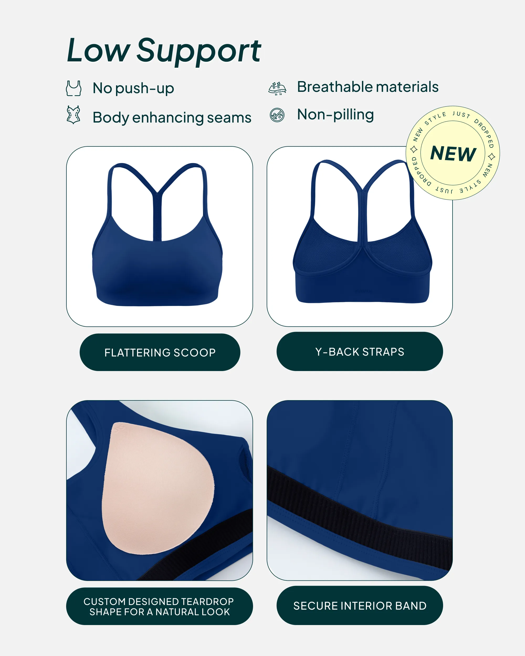 Athleisure Y-Back Low-Support Sports Bra