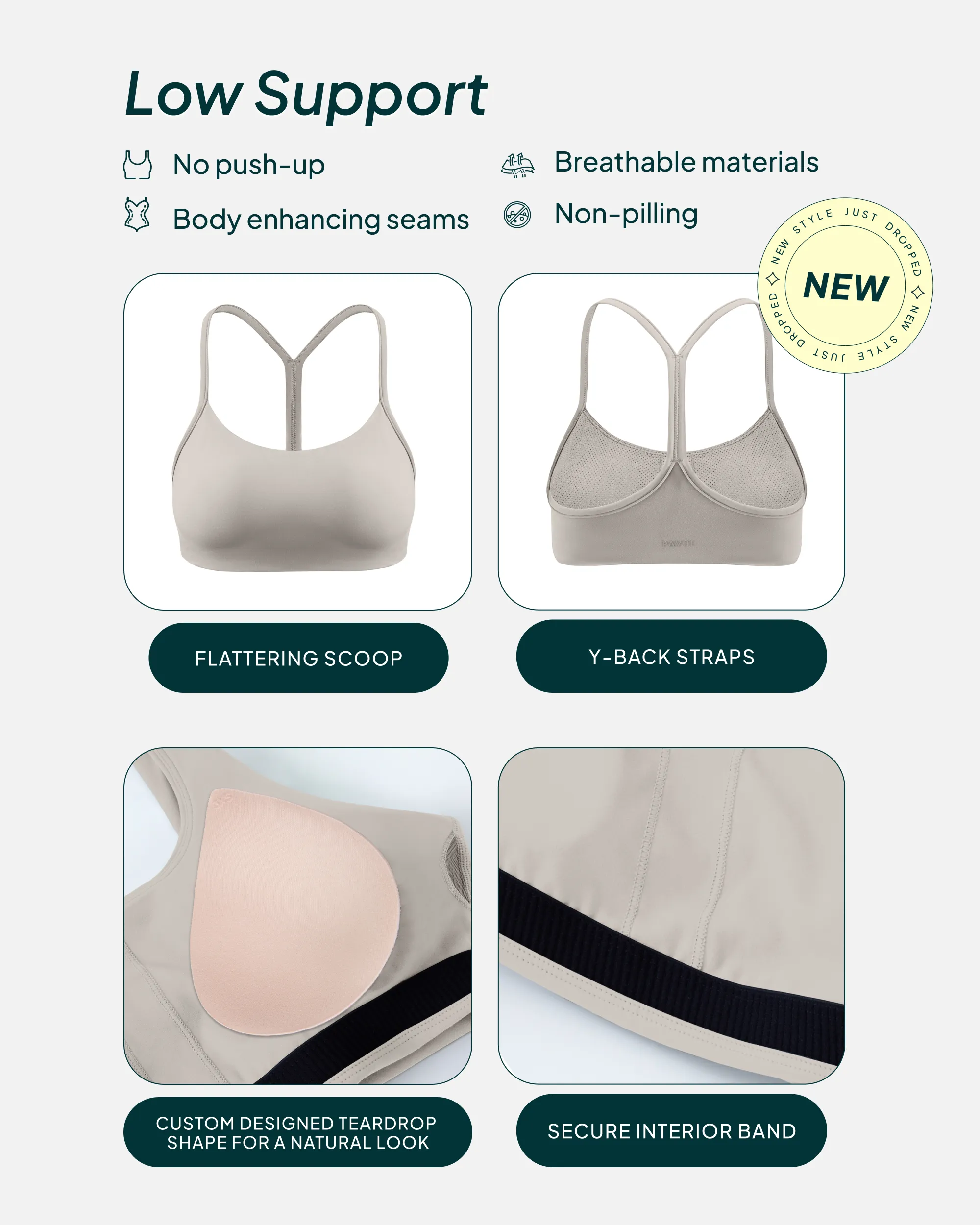 Athleisure Y-Back Low-Support Sports Bra