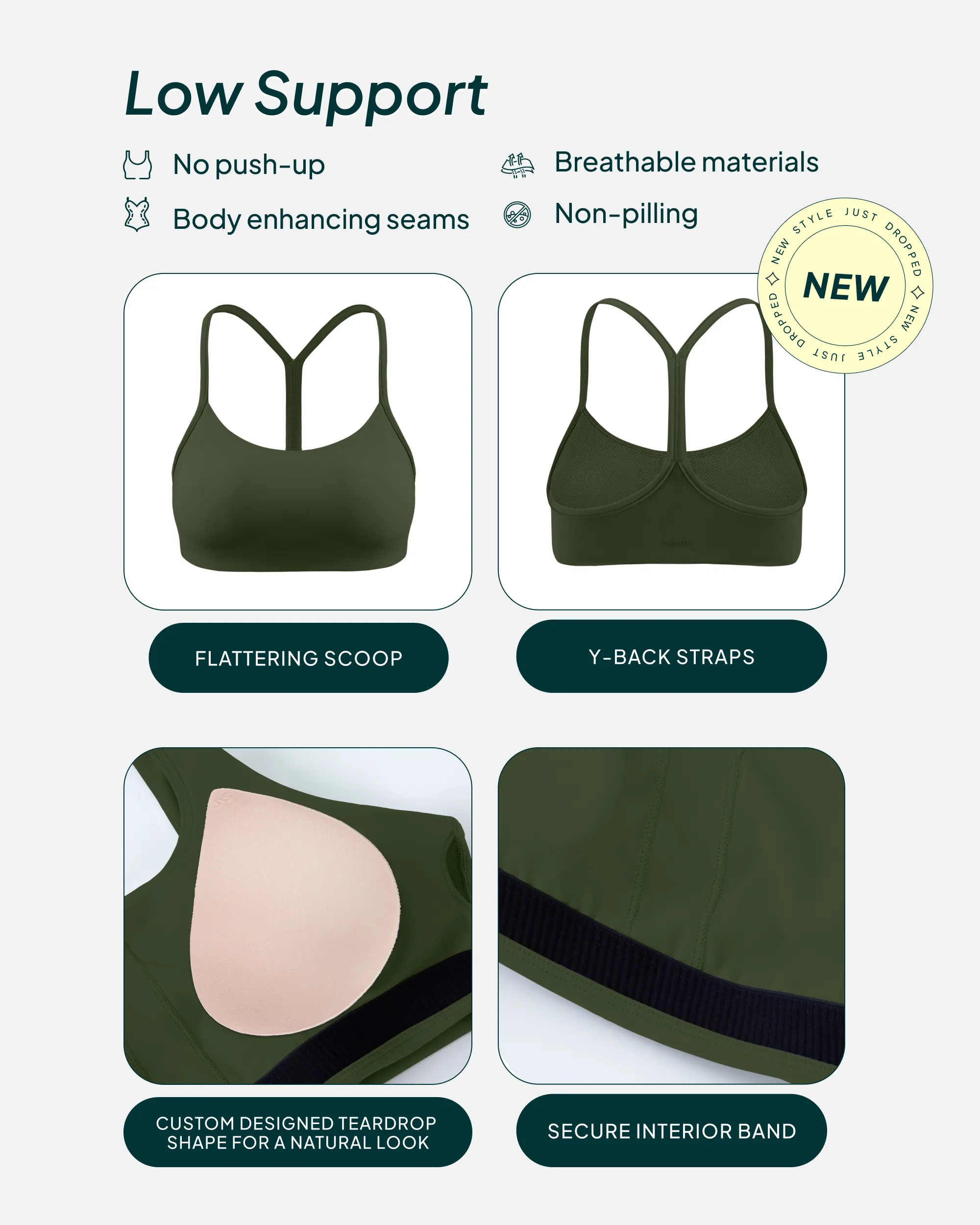 Athleisure Y-Back Low-Support Sports Bra