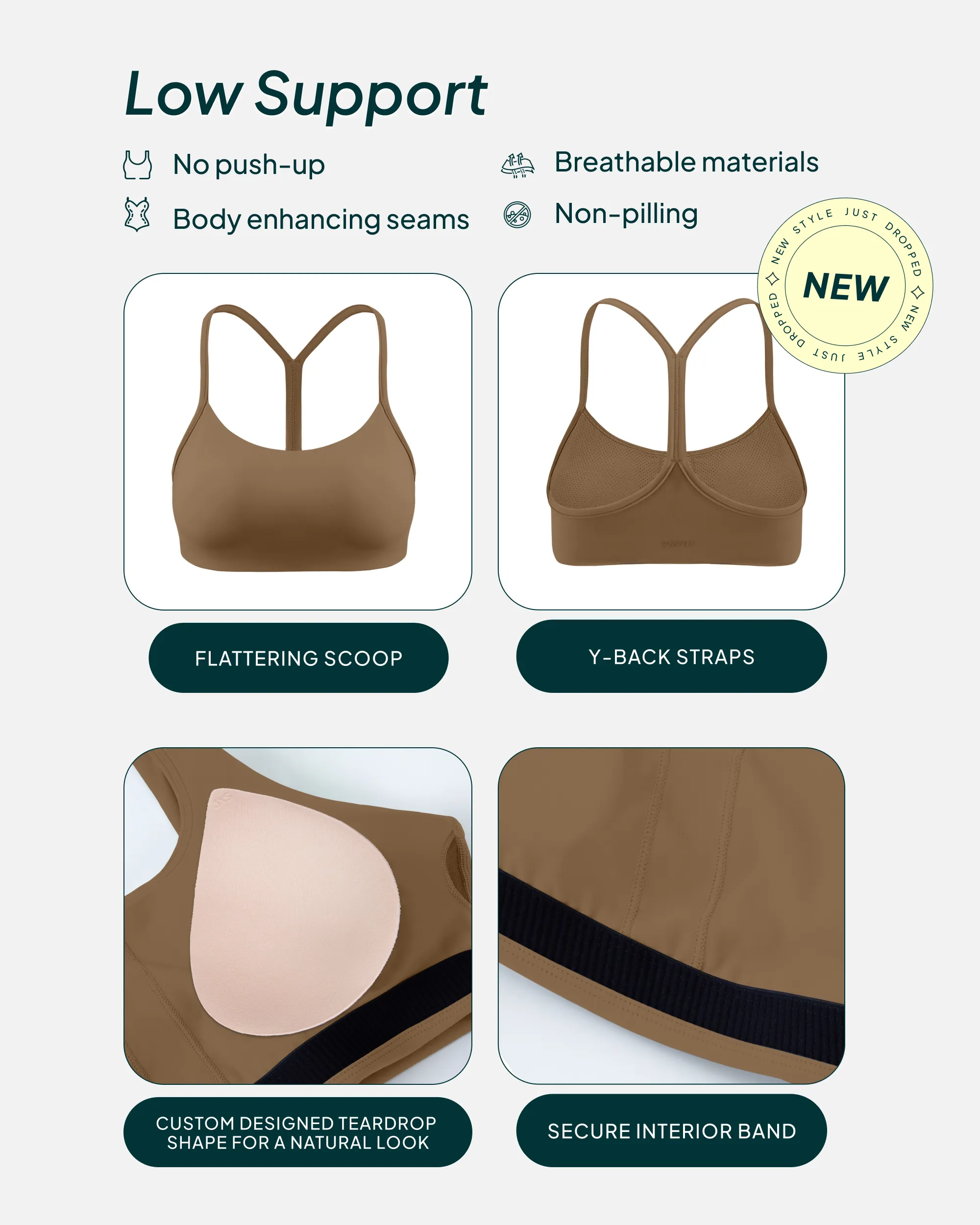 Athleisure Y-Back Low-Support Sports Bra