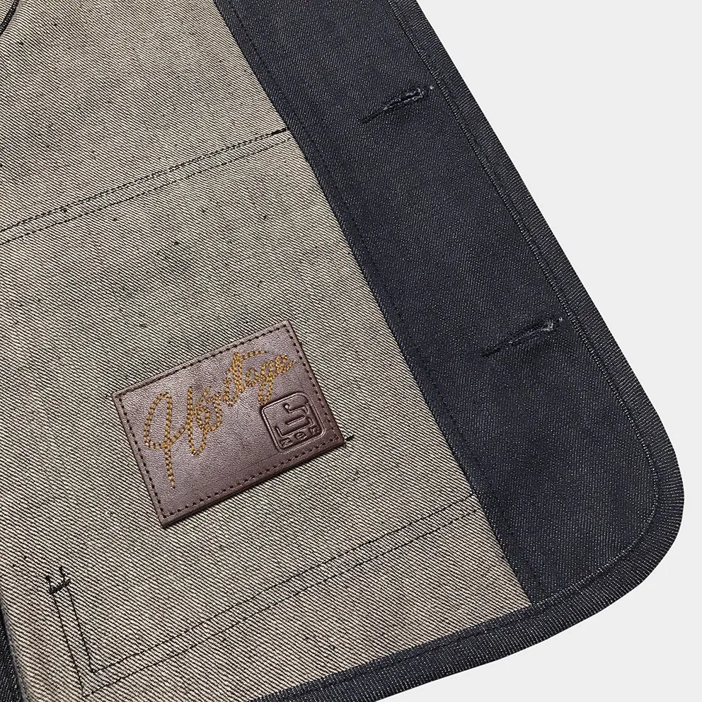 BZEN M.3034-THE GENT SLIM FIT 4 POCKET VEST-13.5oz-SELVEDGE-RAW INDIGO