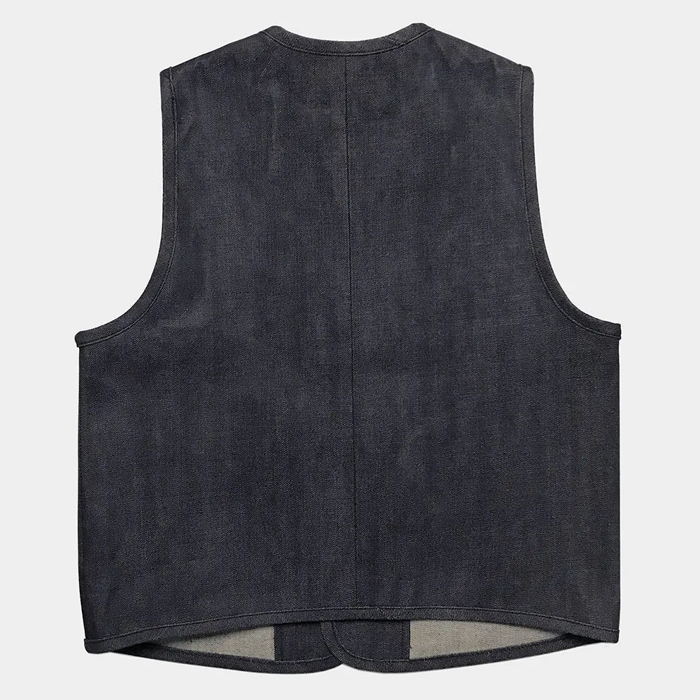 BZEN M.3034-THE GENT SLIM FIT 4 POCKET VEST-13.5oz-SELVEDGE-RAW INDIGO