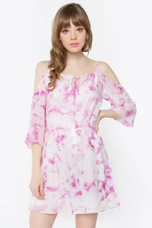 Cadence Tie-Dye Cold Shoulder Dress
