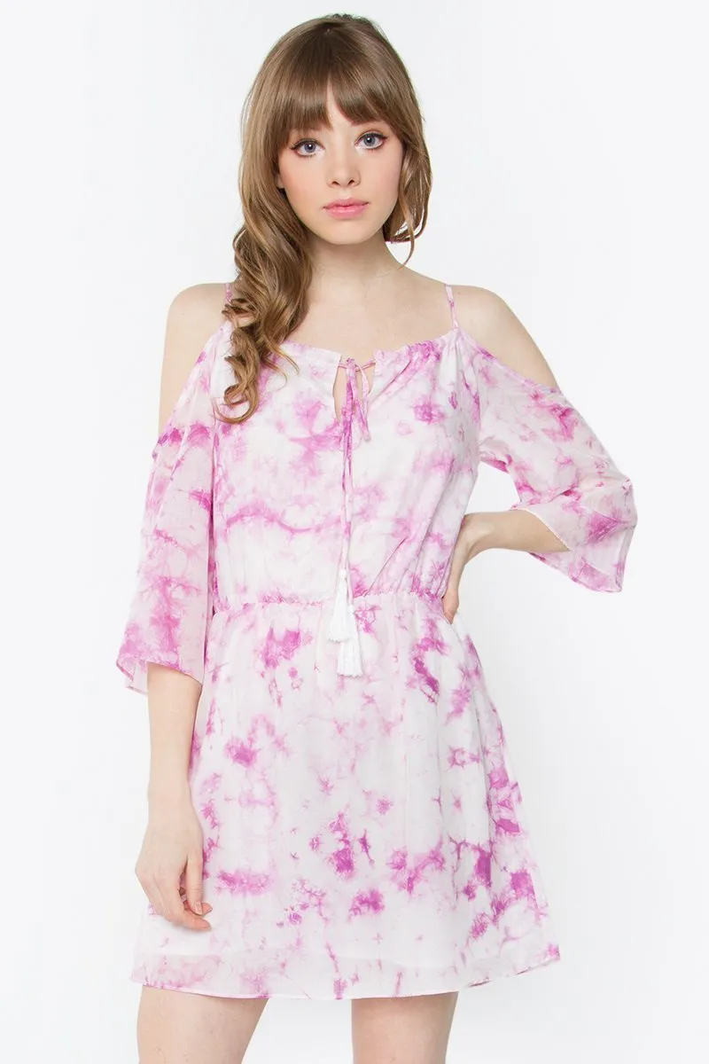 Cadence Tie-Dye Cold Shoulder Dress