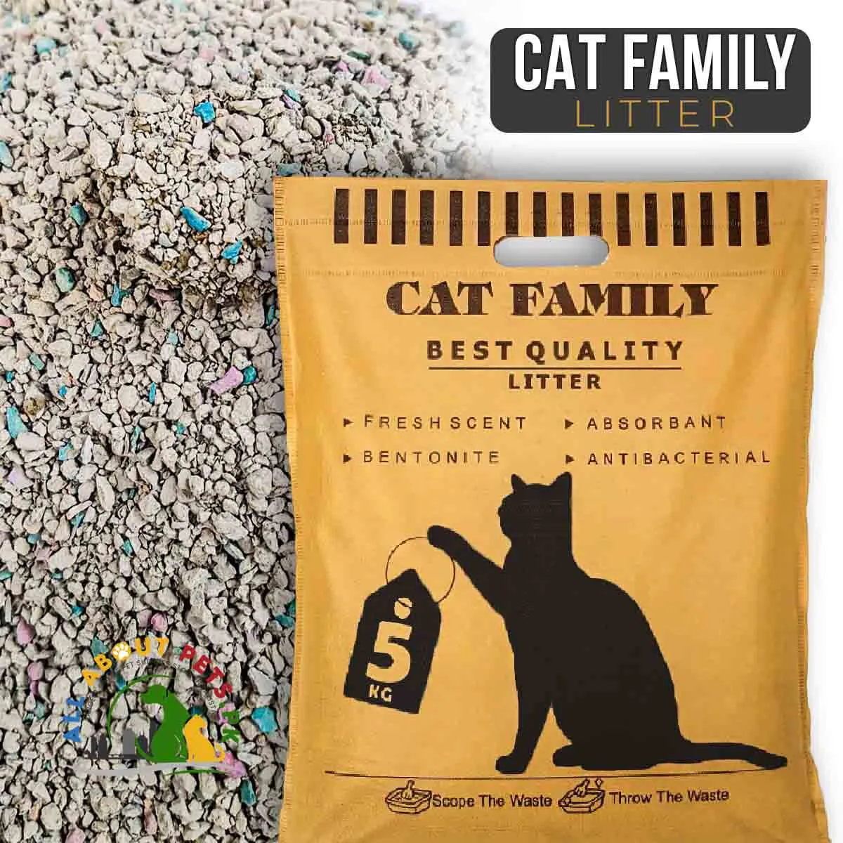 Cat Family Litter best Quality 5kg - Odor-Eliminating Bentonite Formula for a Fresh and Hygienic Cat Environment