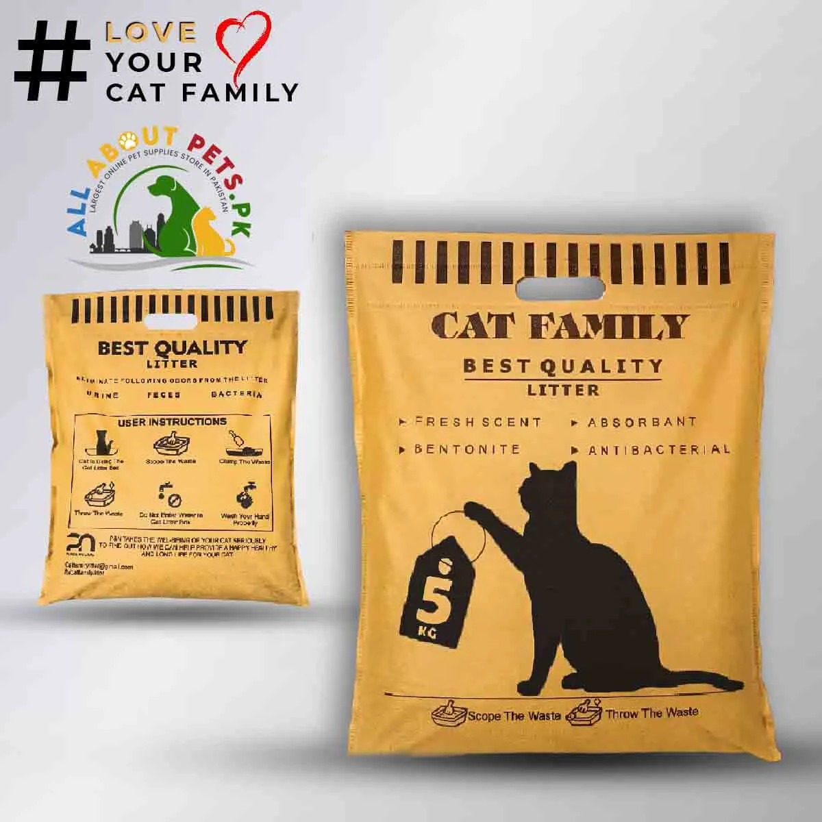 Cat Family Litter best Quality 5kg - Odor-Eliminating Bentonite Formula for a Fresh and Hygienic Cat Environment