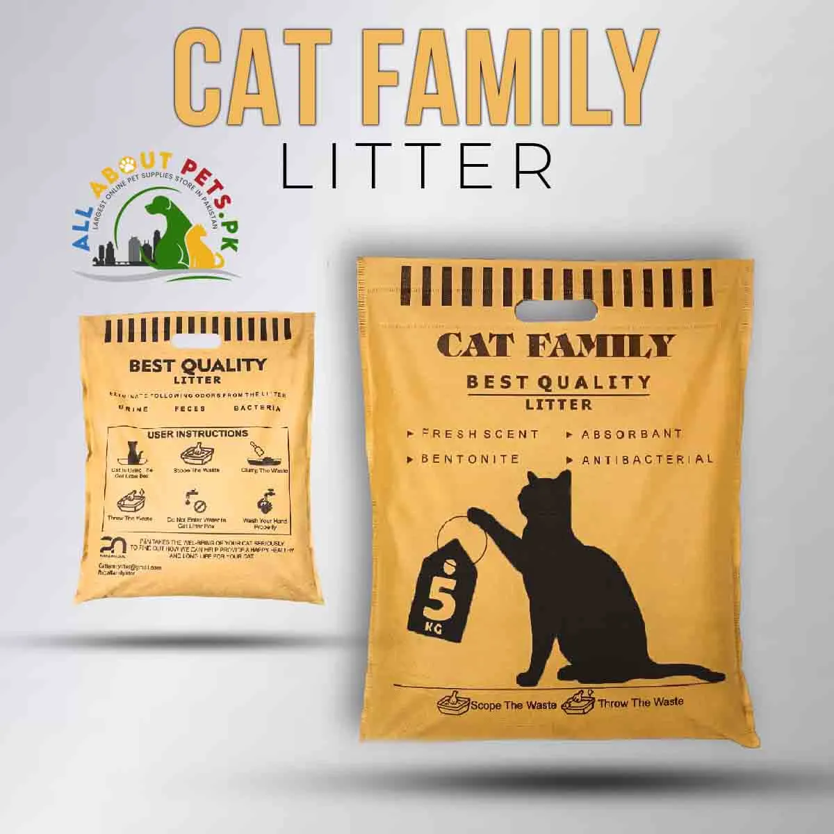 Cat Family Litter best Quality 5kg - Odor-Eliminating Bentonite Formula for a Fresh and Hygienic Cat Environment
