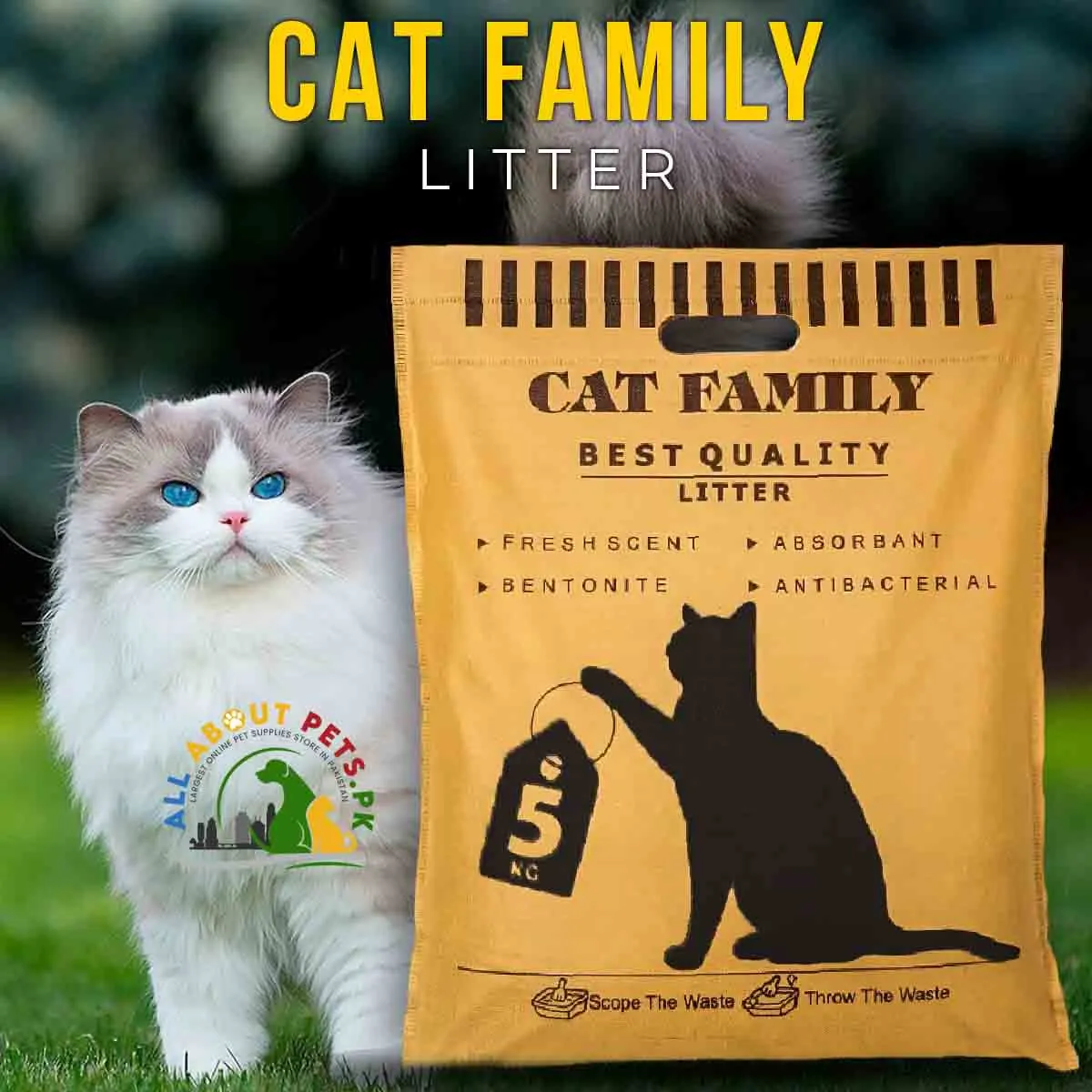 Cat Family Litter best Quality 5kg - Odor-Eliminating Bentonite Formula for a Fresh and Hygienic Cat Environment