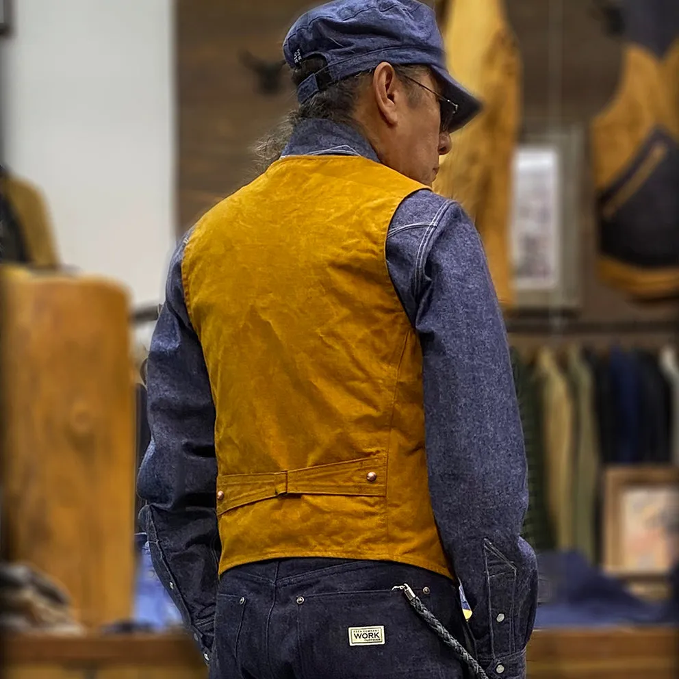 DDL 320R-BRETT2 LUCKY-GOLD REGULAR FIT VINTAGE INSPIRED LINED 6 POCKET CANVAS VEST-12OZ-GOLD