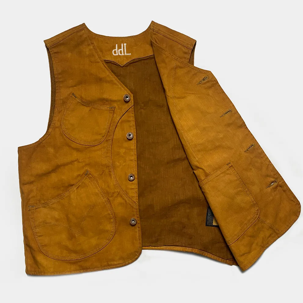 DDL 320R-BRETT2 LUCKY-GOLD REGULAR FIT VINTAGE INSPIRED LINED 6 POCKET CANVAS VEST-12OZ-GOLD