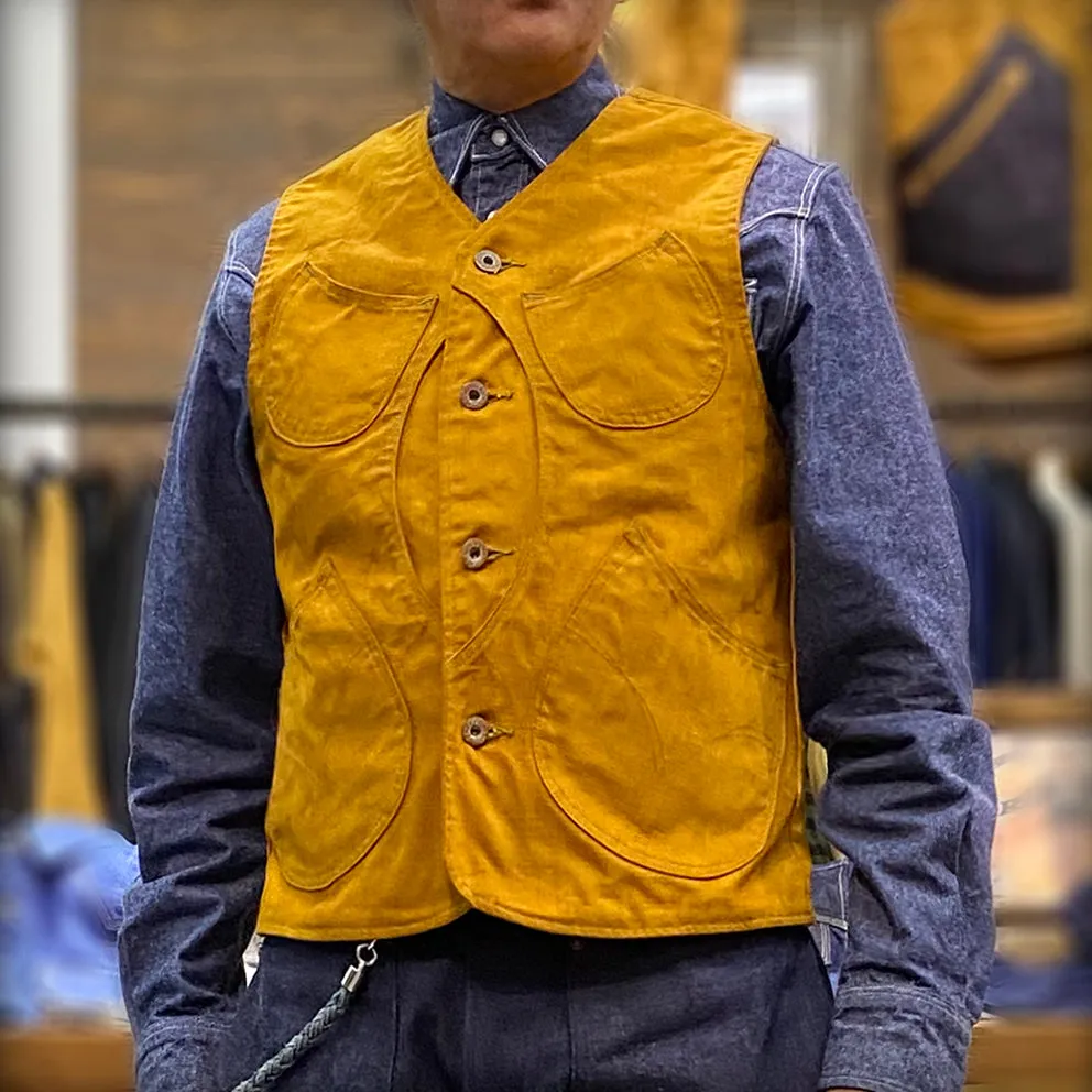 DDL 320R-BRETT2 LUCKY-GOLD REGULAR FIT VINTAGE INSPIRED LINED 6 POCKET CANVAS VEST-12OZ-GOLD