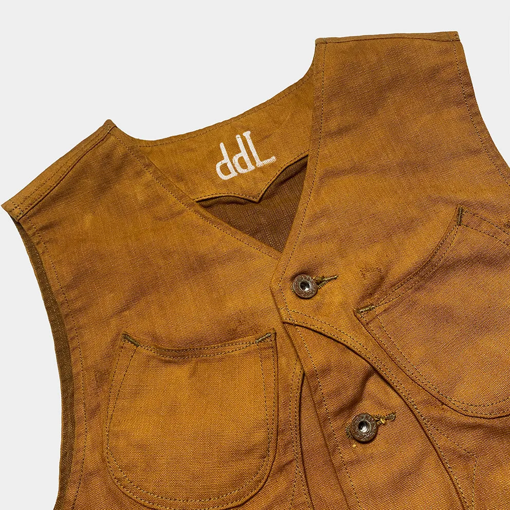 DDL 320R-BRETT2 LUCKY-GOLD REGULAR FIT VINTAGE INSPIRED LINED 6 POCKET CANVAS VEST-12OZ-GOLD