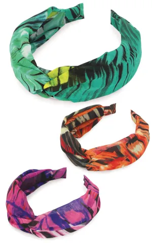 EHB10128 Tropical Print Pattern Knotted Headband 12pcs Pack