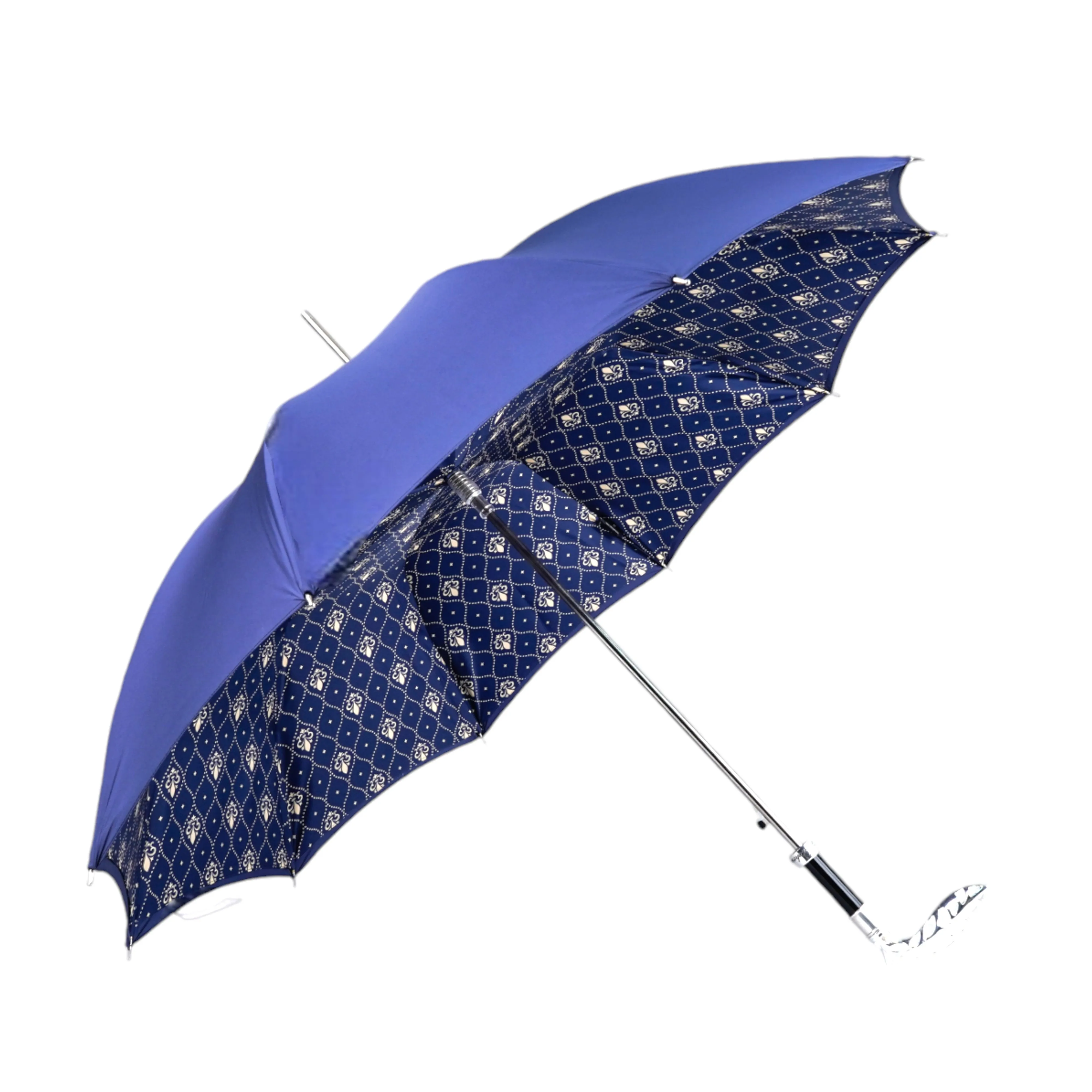 Elegant men's umbrella with silverplated 925 handle
