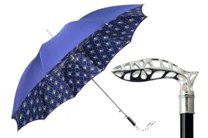 Elegant men's umbrella with silverplated 925 handle
