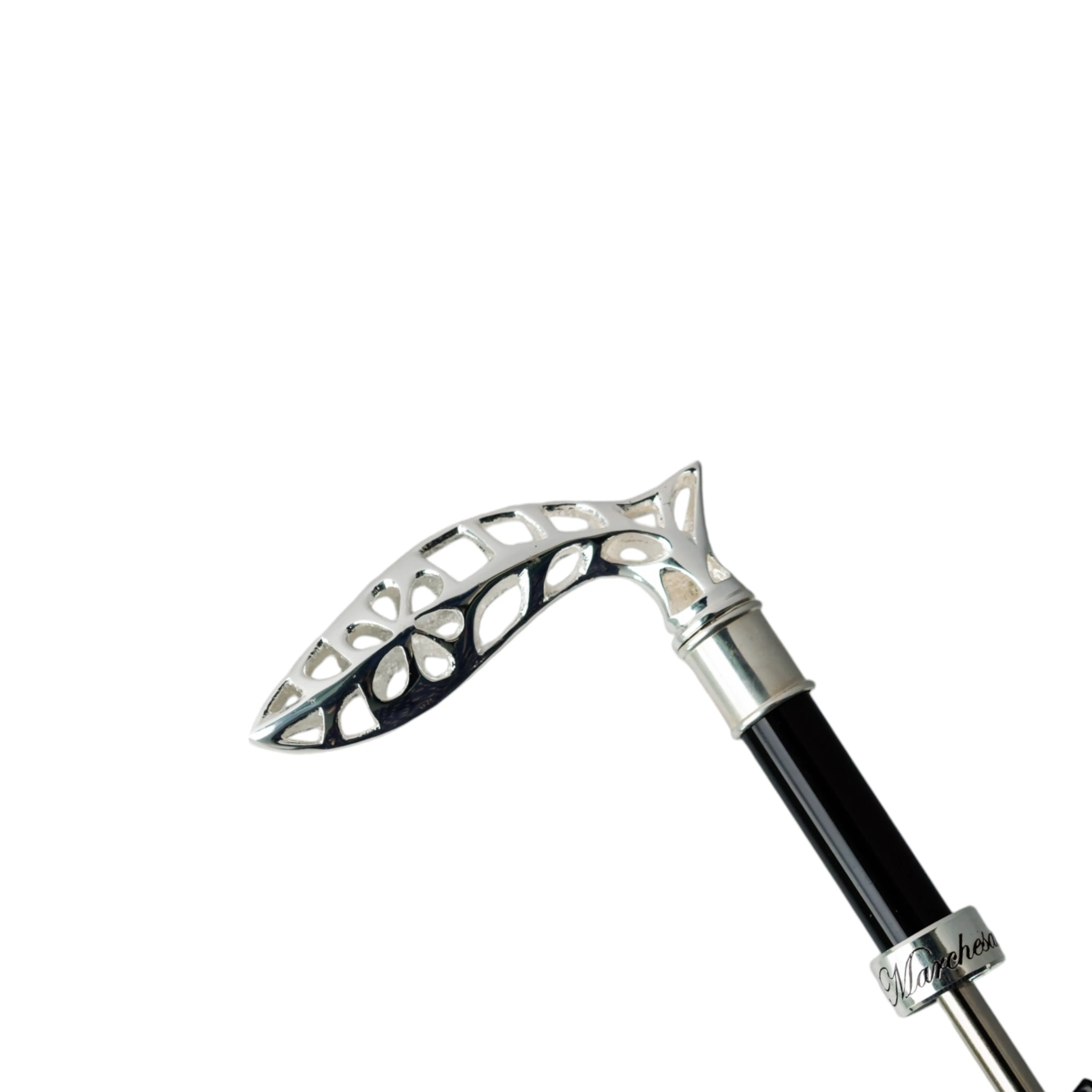 Elegant men's umbrella with silverplated 925 handle