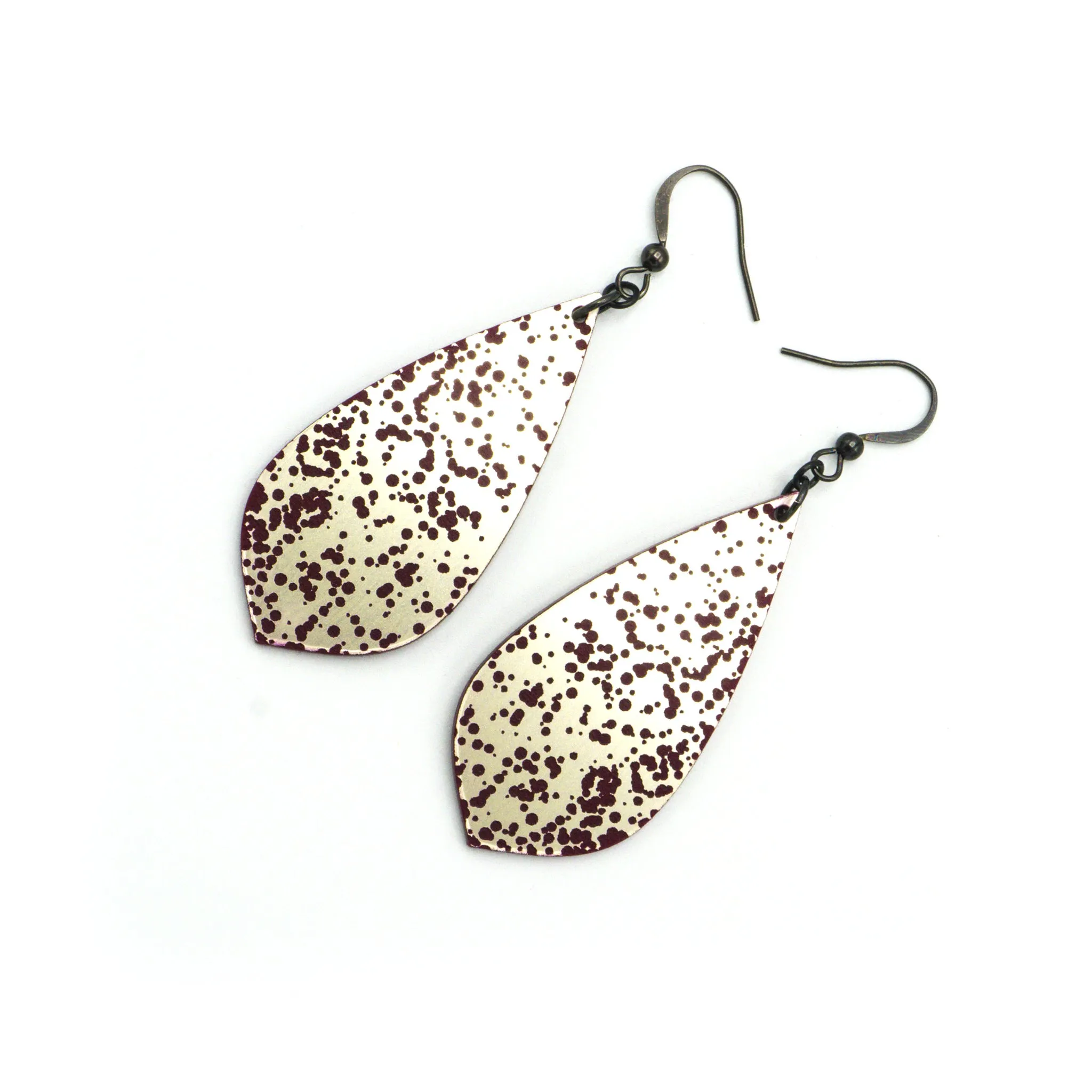 Gem Point [02] // Acrylic Earrings - Brushed Nickel, Burgundy