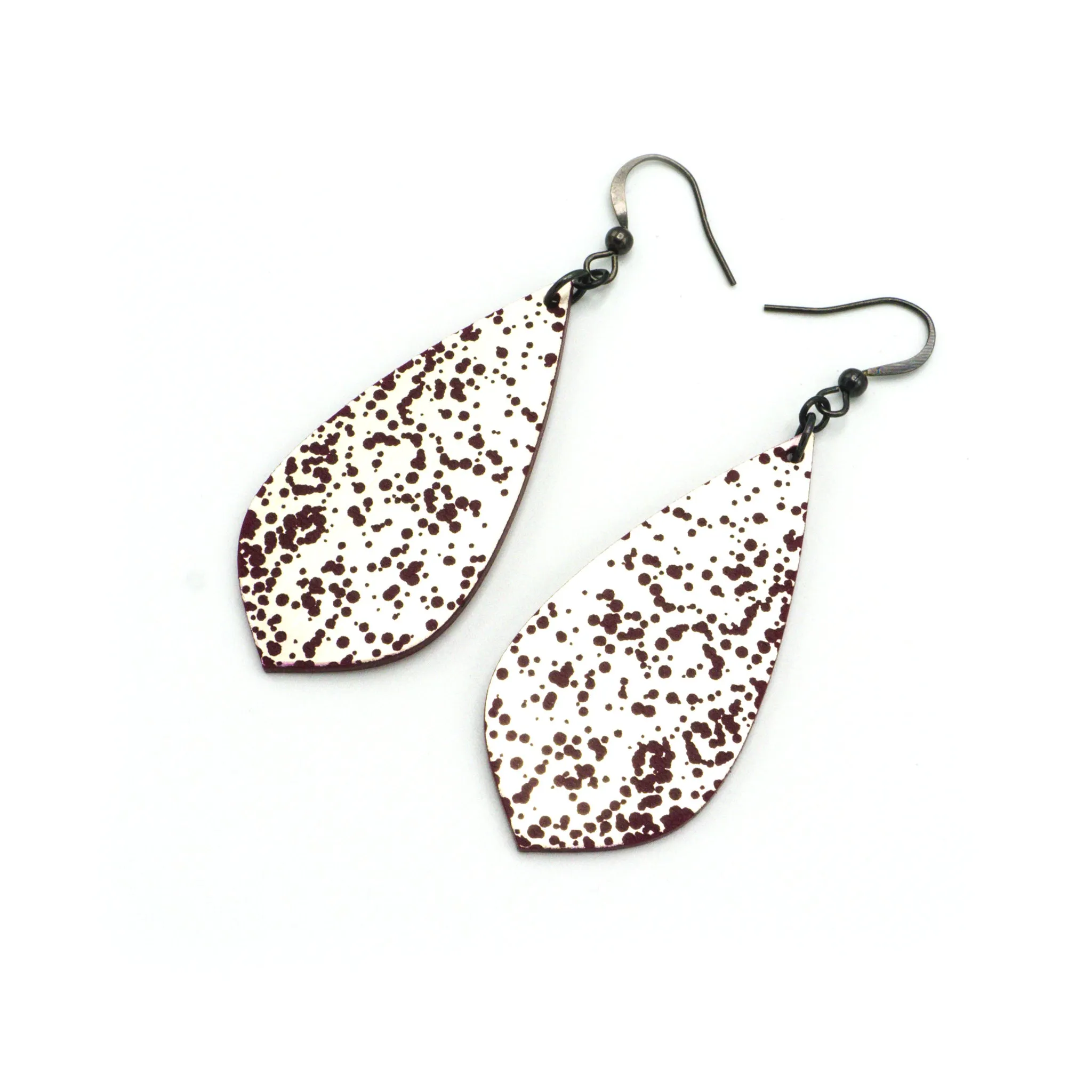 Gem Point [02] // Acrylic Earrings - Brushed Nickel, Burgundy