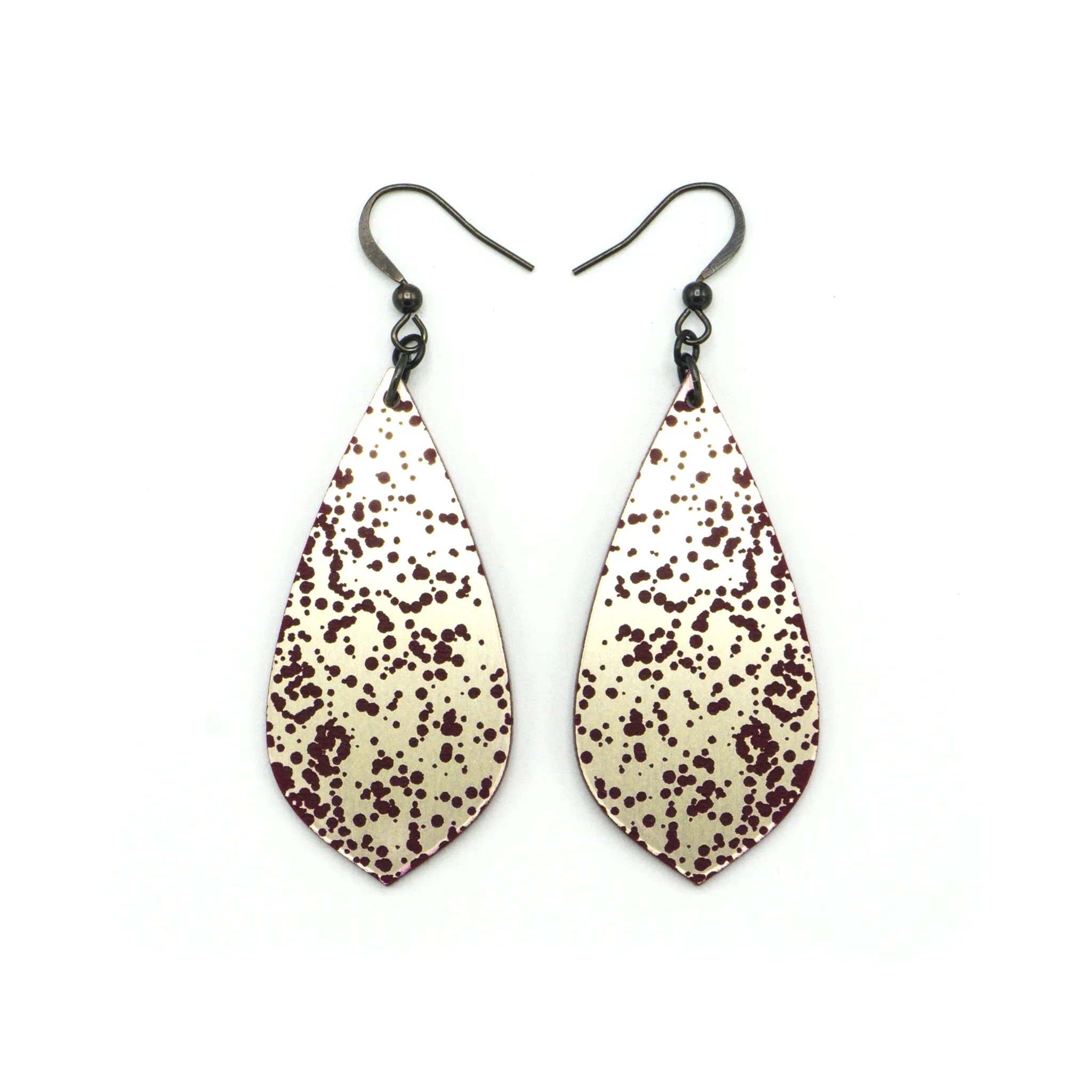 Gem Point [02] // Acrylic Earrings - Brushed Nickel, Burgundy
