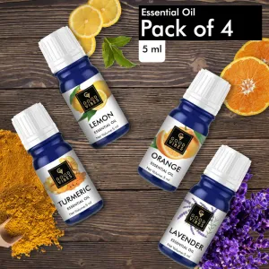 Good Vibe Brightening Essential Oils (Lemon, Turmeric, Orange, Lavender) - Pack of 4 (5 ml x 4)