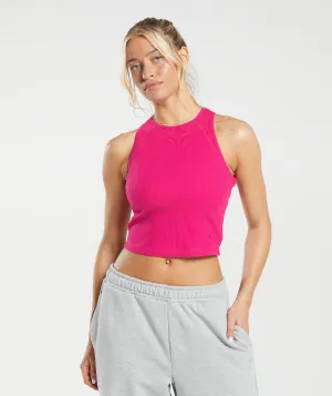 Gymshark Cotton Rib Midi Tank - Bold Magenta