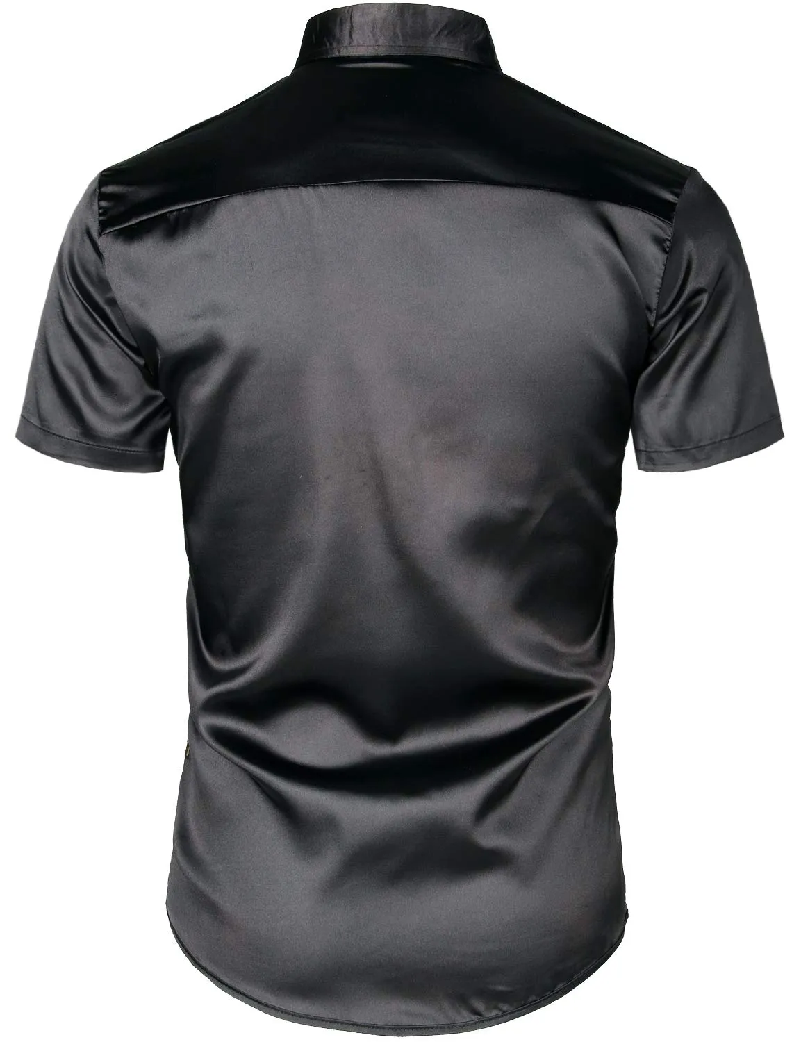 Men's Black/Gold Metallic Sequin Shiny Short Sleeve Shirt