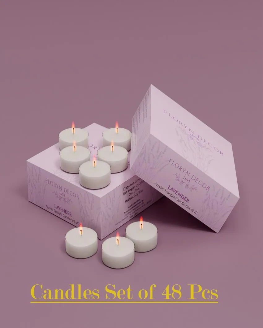 Relaxing and Calming Lavender Scented Soy Wax Tea Light Candles | 5.1 x 2.5 cm / 2 x 1 inches