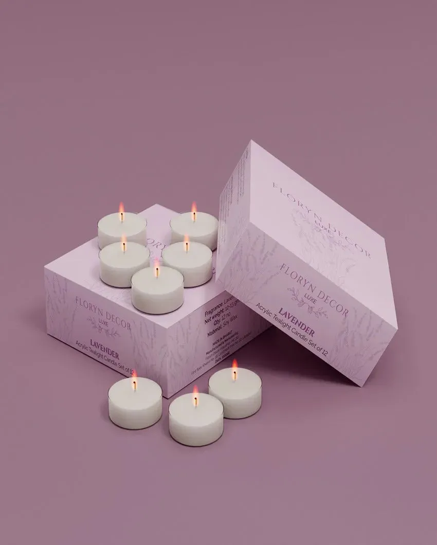 Relaxing and Calming Lavender Scented Soy Wax Tea Light Candles | 5.1 x 2.5 cm / 2 x 1 inches