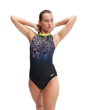 Speedo Placement Hydrasuit Swimsuit -Black/Purple