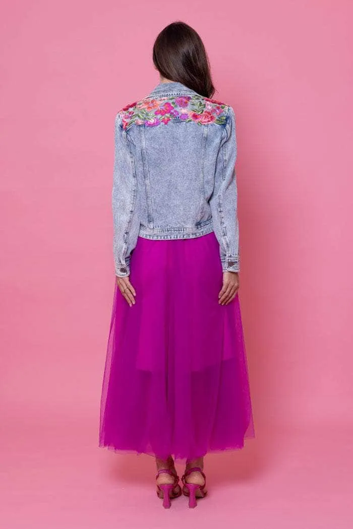 Tessa Mesh Maxi Skirt Magenta