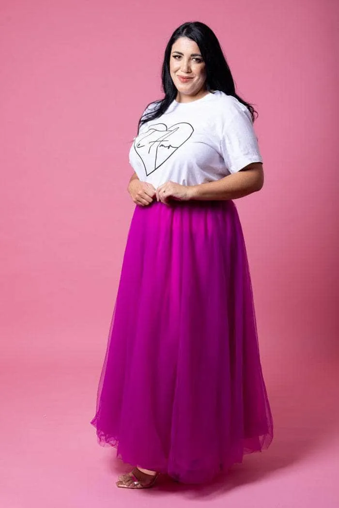 Tessa Mesh Maxi Skirt Magenta