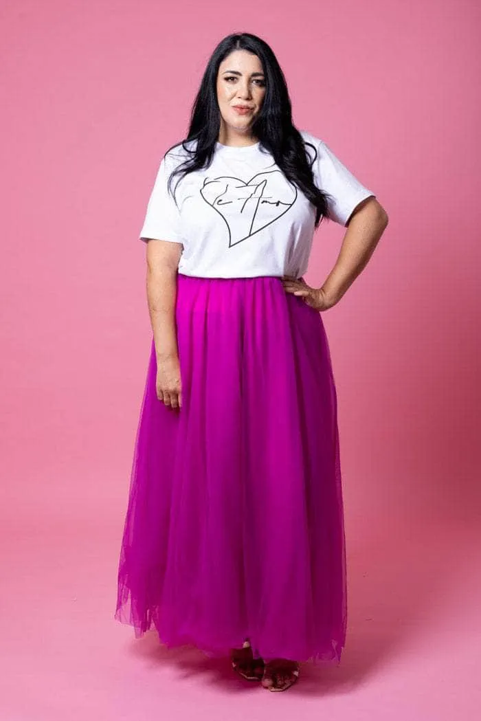 Tessa Mesh Maxi Skirt Magenta