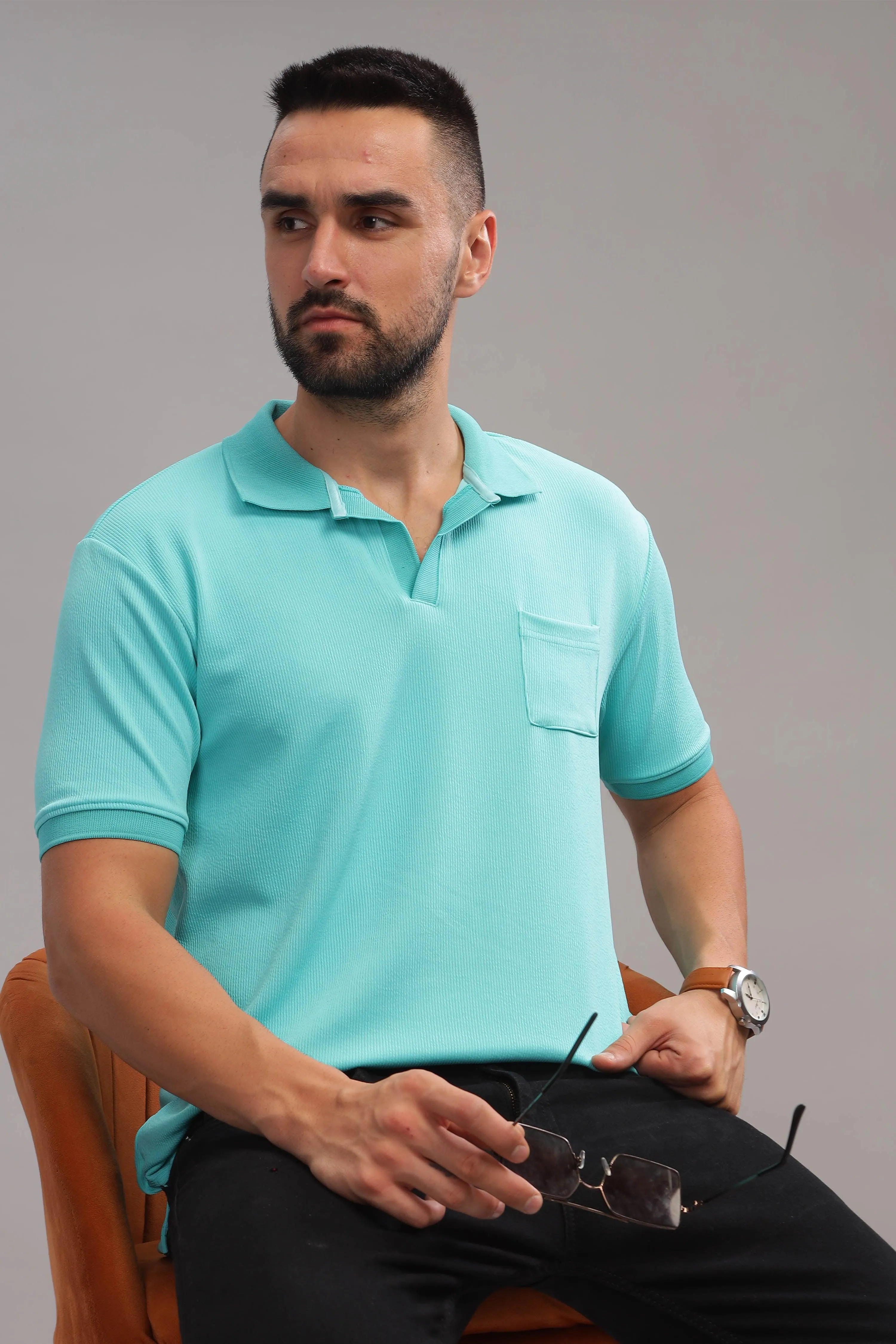 Turquoise Tiger Mens Polo Shirt