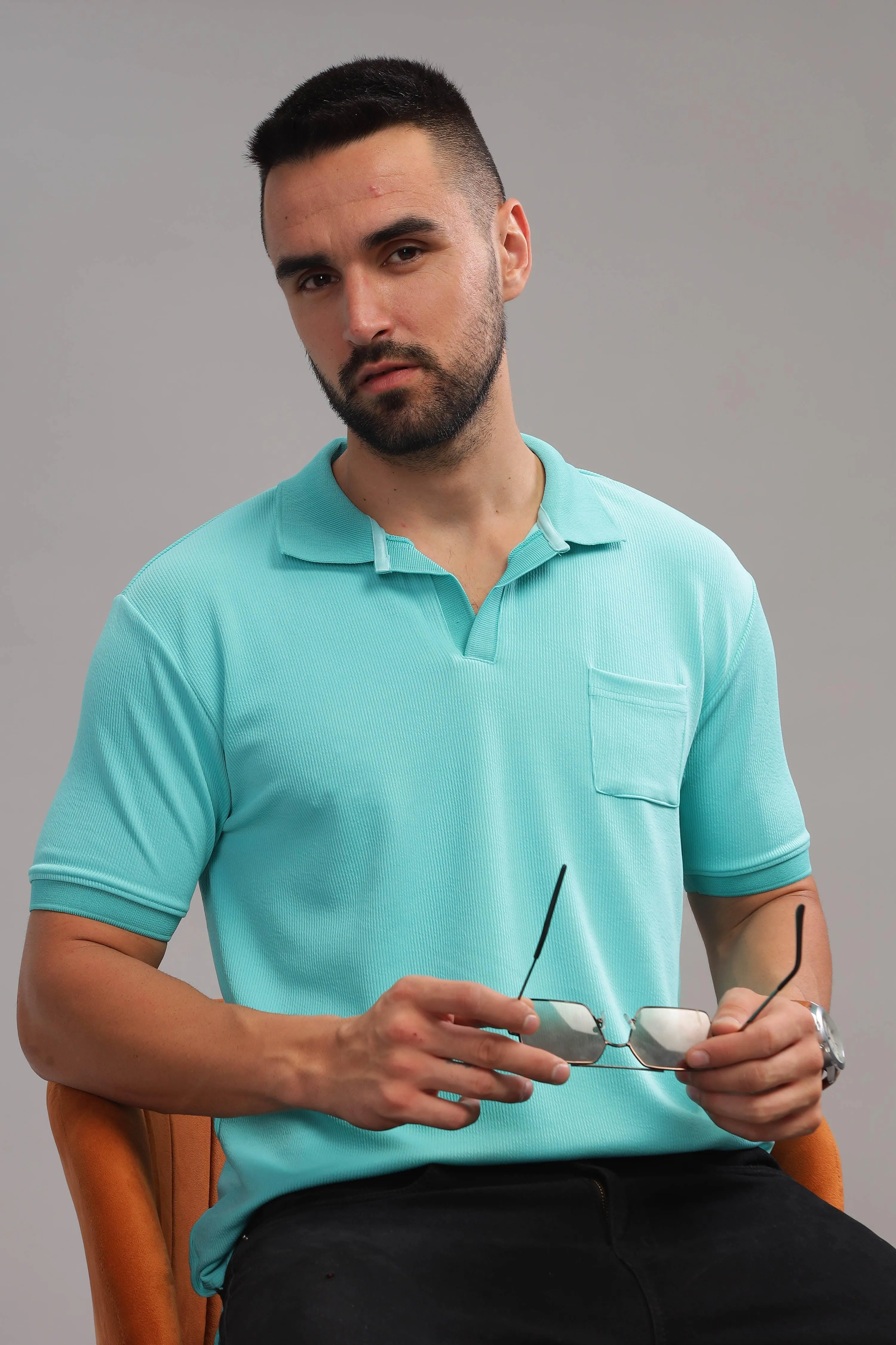 Turquoise Tiger Mens Polo Shirt