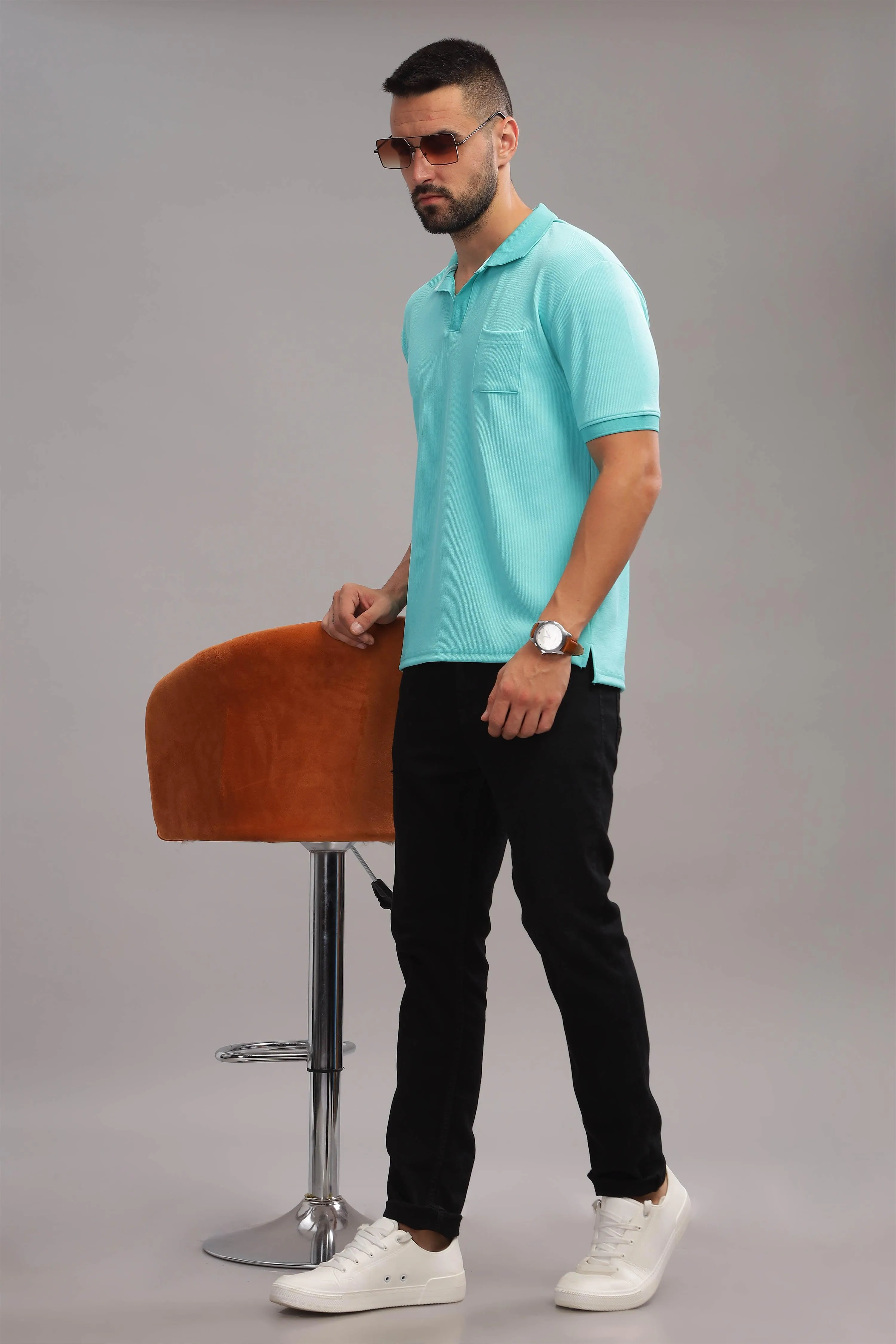 Turquoise Tiger Mens Polo Shirt