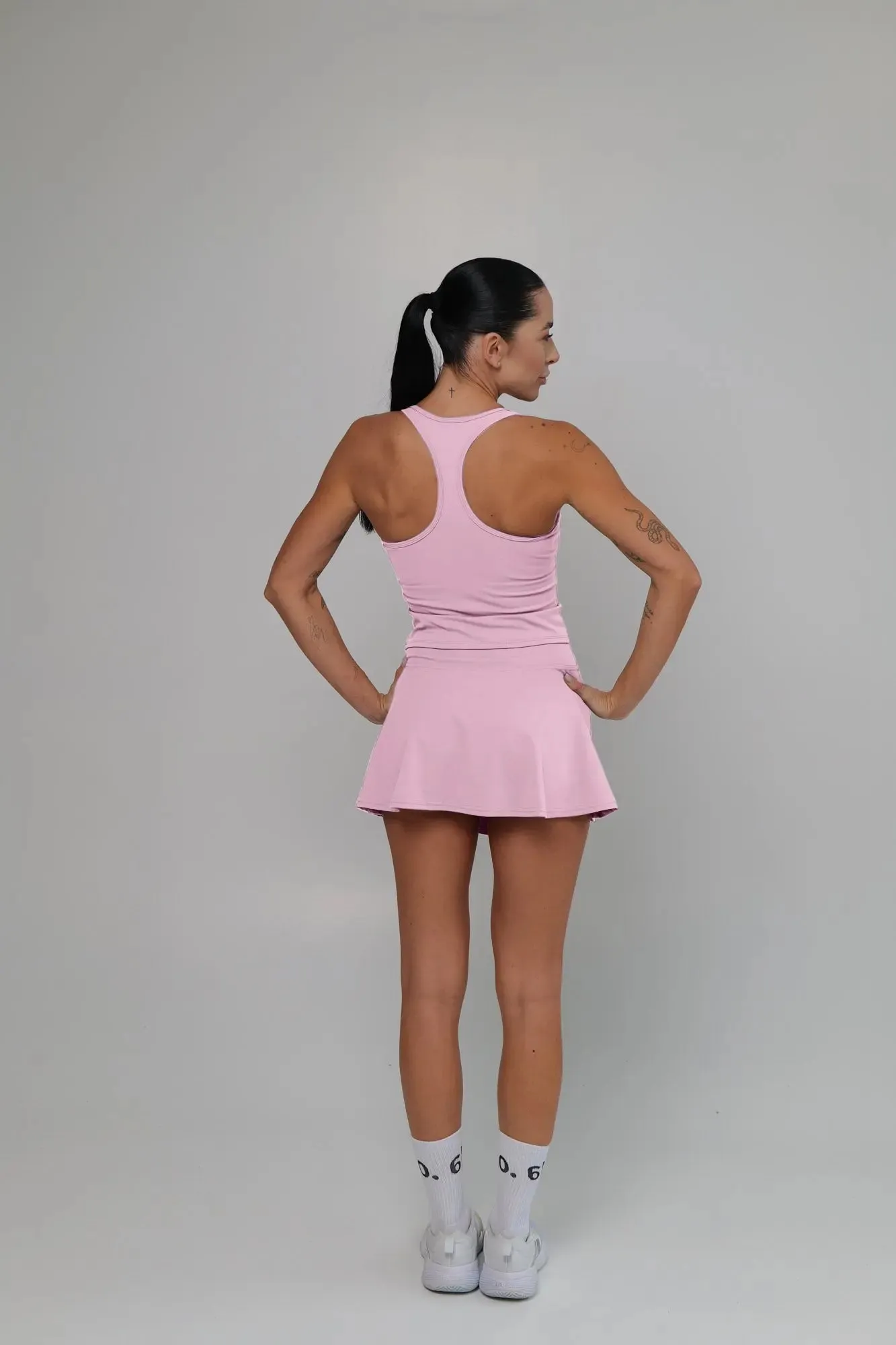 White soft material top and skirt set