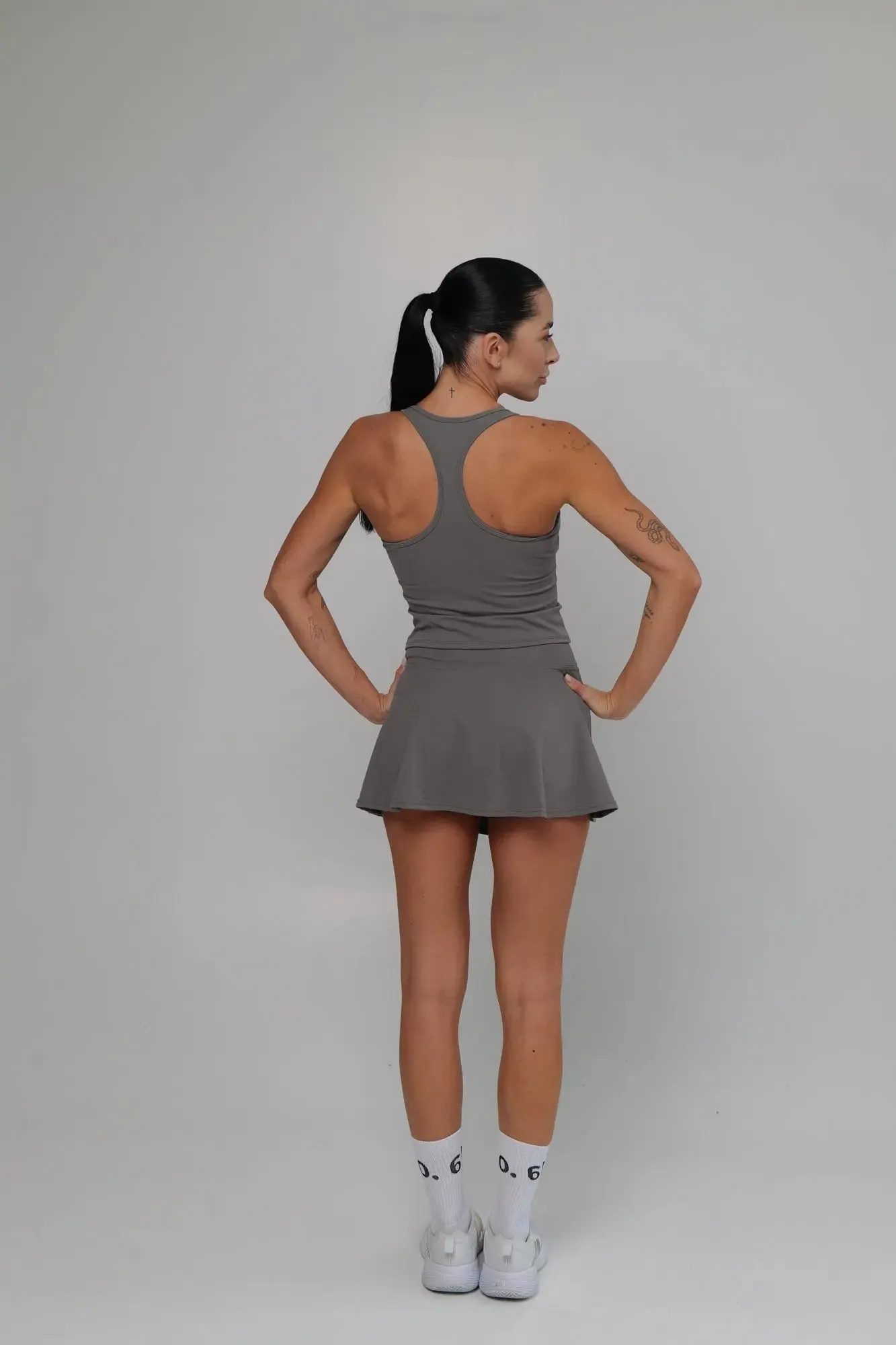 White soft material top and skirt set
