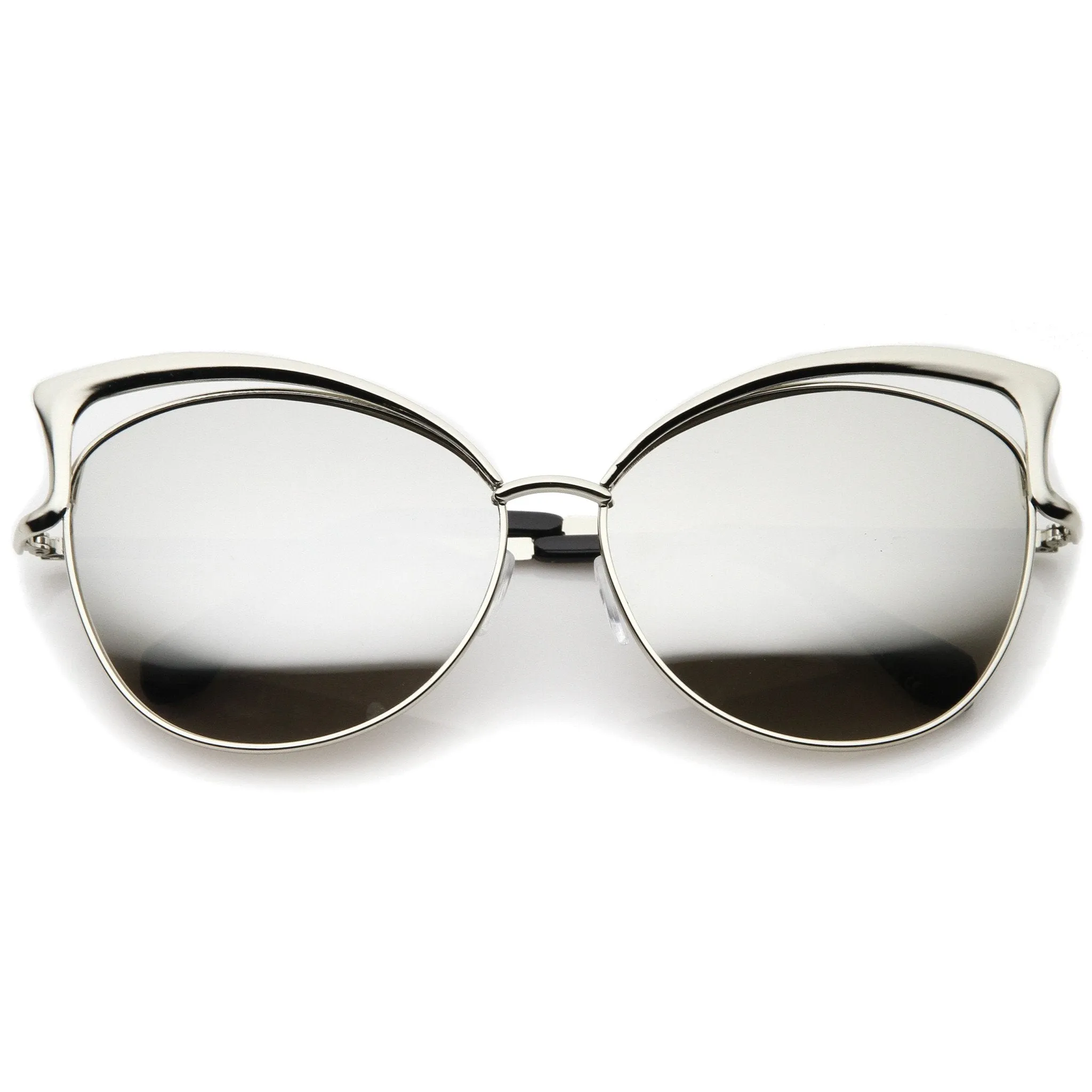 Women's Laser Cut Mirror Lens Cat Eye Sunglasses A447